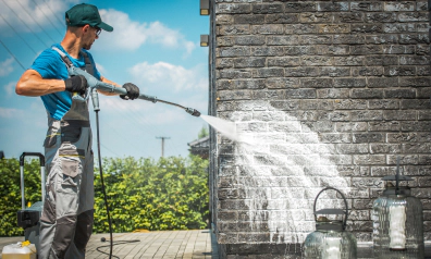 Brick House Wall Pressure Washing with Special Cleaning Detergent sarasota fl